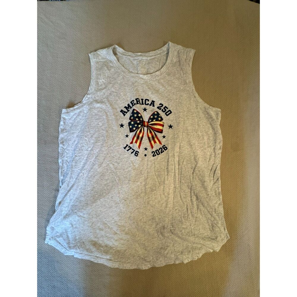 Women’s America 250 1776-2026 Patriotic Bow Sleeveless Tank Top Gray